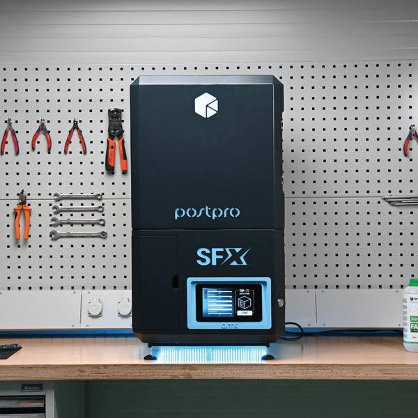 POSTPRO SFX Vapour Smoothing machine on a workbench with tools and supplies in the background